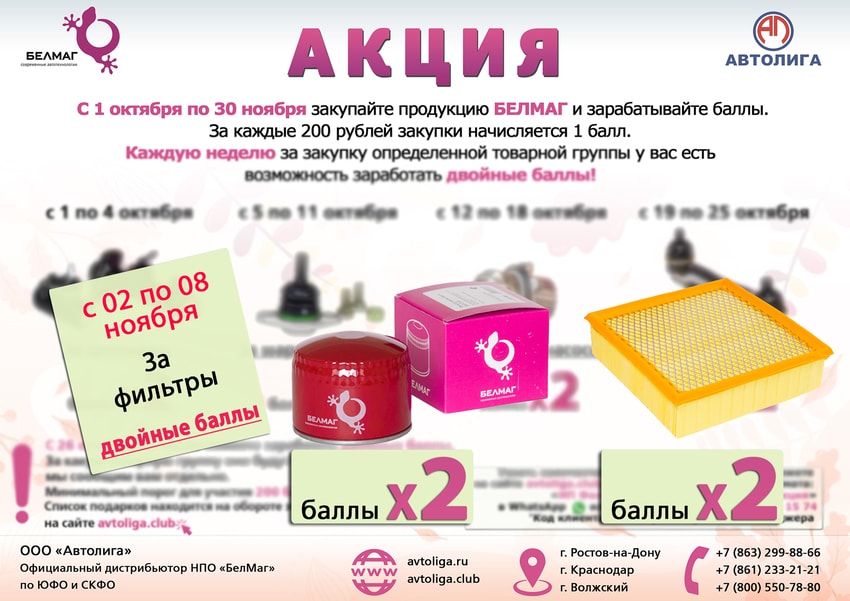 Двойные баллы за фильтры БелМаг