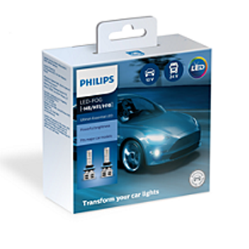 Лампы PHILIPS светодиод. H11/Н8/Н16 6500K Ultinon Essential LED FOG (для противотуманок) к-т 2 шт.
