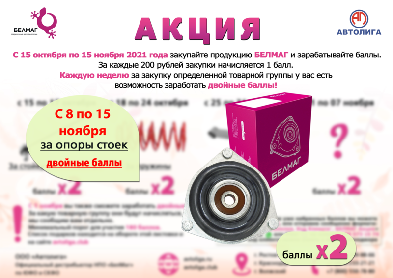 Двойные баллы за опоры стоек БелМаг