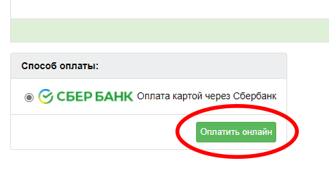 Оплата через Сбербанк