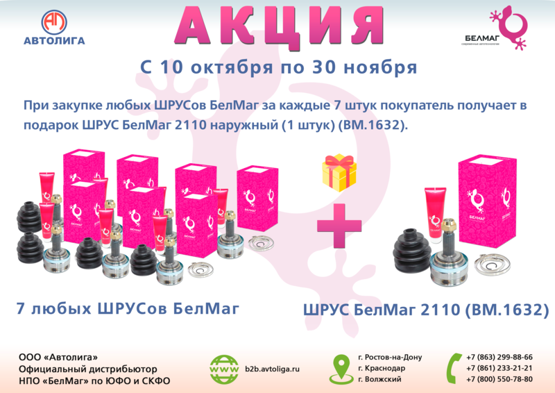 Акция по ШРУСам БелМаг 2110 