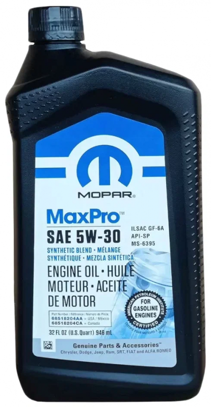 MOPAR 68518204AA Масло моторное MOPAR 5W30 MaxPro (0,946л)