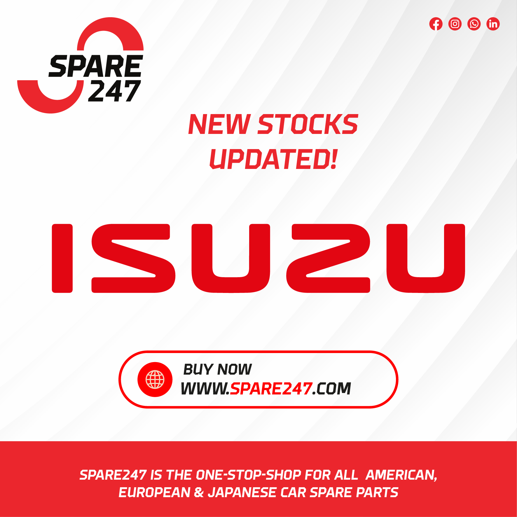 Now you can buy Genuine ISUZU parts on spare247.com