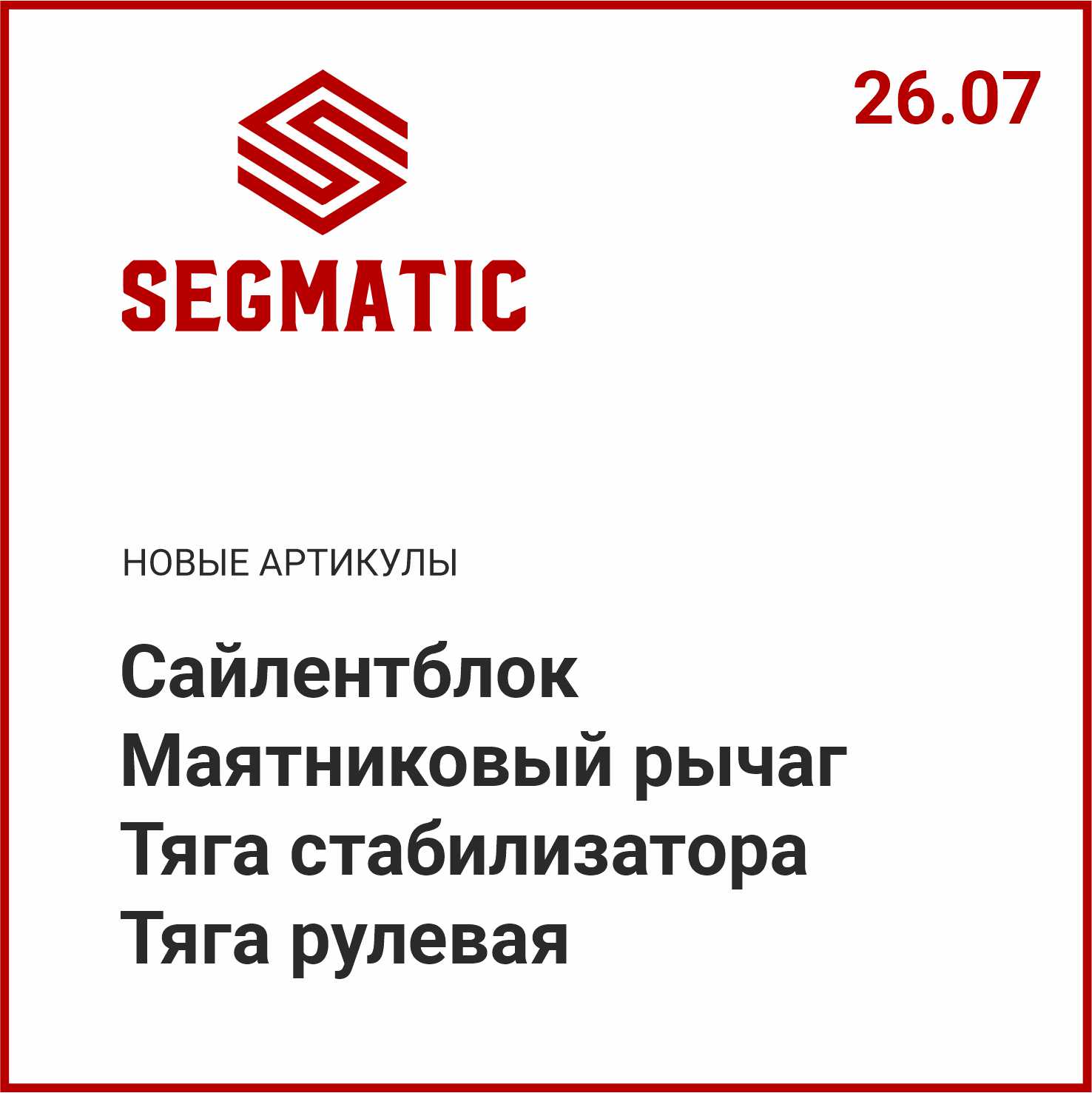 Расширение ассортимента SEGMATIC