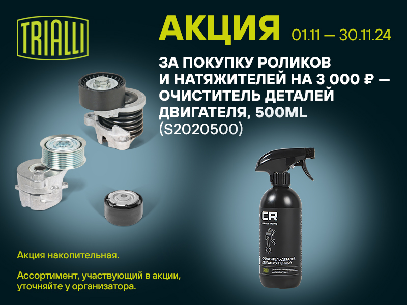 Акция по роликам и натяжителям TRIALLI