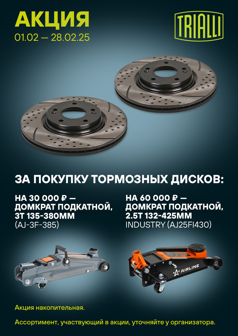 Акция по тормозным дискам TRIALLI 
