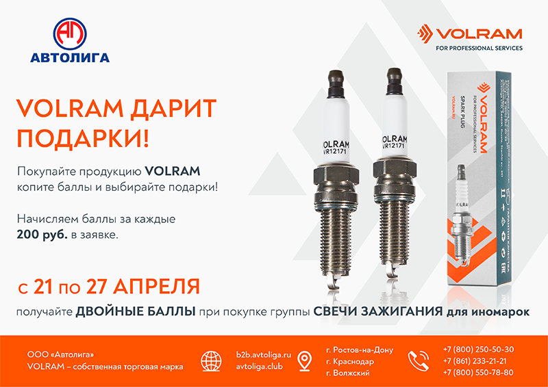Акция по свечам зажигания VOLRAM для иномарок