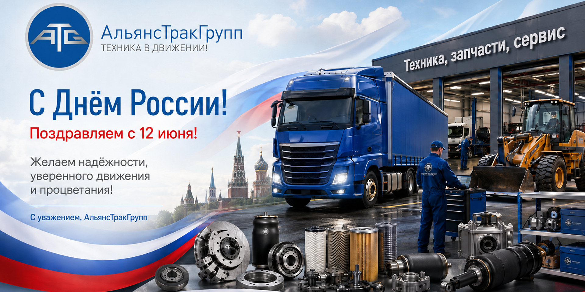 АльянсТракГрупп поздравляет с Днём России