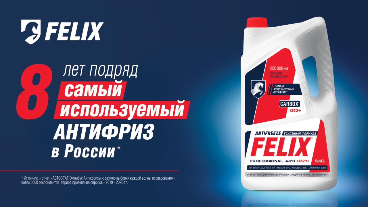 FELIX — самый используемый антифриз в России 8 лет подряд 