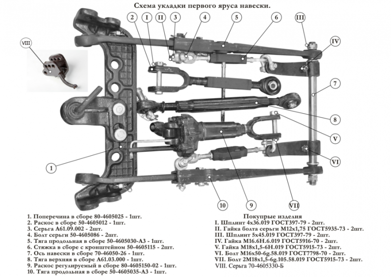 Навеска трактора мтз 80 схема