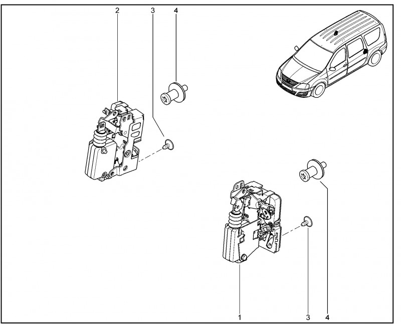 Замок задней двери ларгус схема